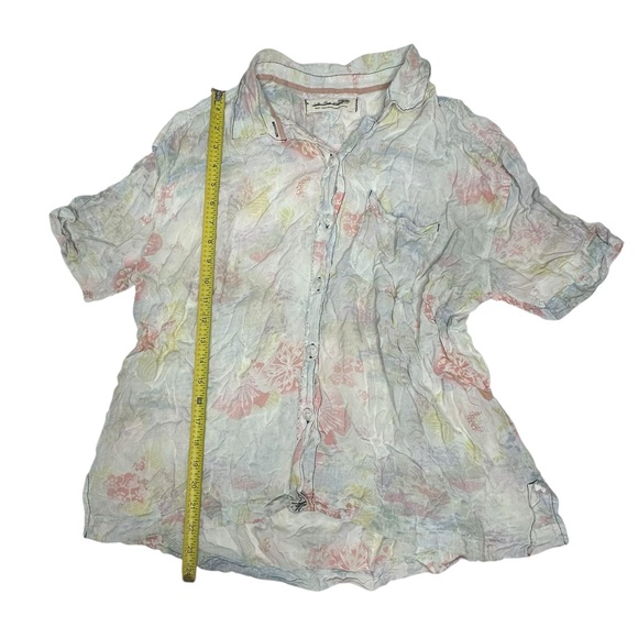 Free People We The Free Good Vibes Button Front Short Sleeve Shirt s - Picture 8 of 13